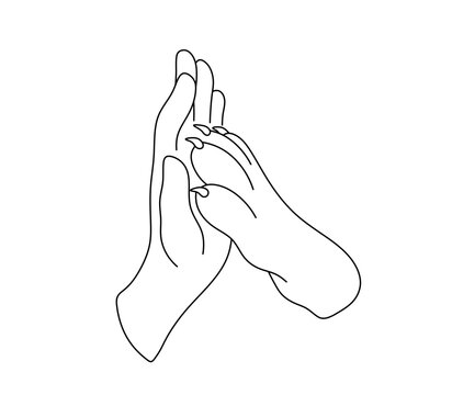 Vector isolated human and dog or wolf paw high five gesture colorless black and white contour line easy drawing