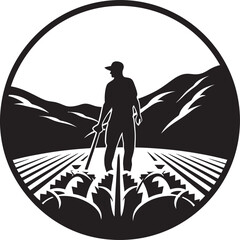 Fields of Prosperity Farming Logo Design Art Harvest Horizon Agriculture Iconic Emblem