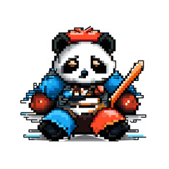 Obraz premium Pixel panda samurai style