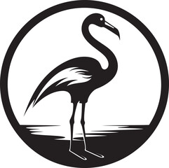 Obraz premium Elegant Avian Flamingo Bird Emblem Design Rosy Fantasy Flamingo Iconic Vector