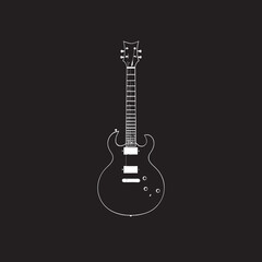Naklejka premium Euphonic Echoes Guitar Logo Vector Symbol Vibrant Versatility Guitar Emblem Vector