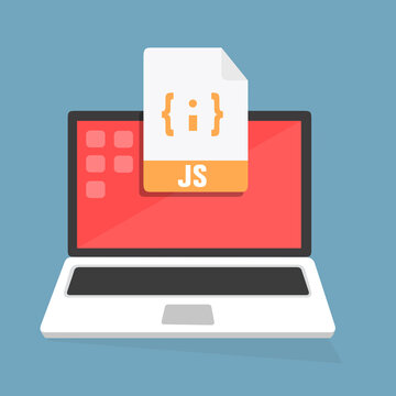 Formato di file con etichetta JS sul laptop - illustrazioni