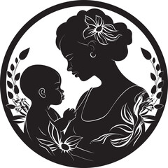 Unconditional Care: Mother's Day Vector Nurturing Moments: Logo of Motherhood