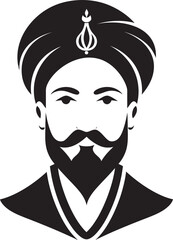 Regal Raj: Groom Logo Icon Traditional Splendor: Indian Wedding Man - obrazy, fototapety, plakaty
