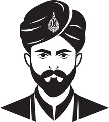 Ethnic Elegance: Groom Icon Vector Maharaja's Mark: Indian Groom Emblem