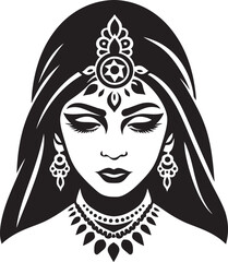 Heritage Hues: Wedding Woman Emblem Opulent Occasion: Bride Icon Vector