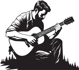 Fretboard Fantasia Guitarist Logo Vector Acoustic Aria Musician Logo Vector