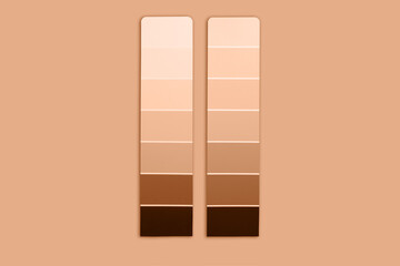 Color samples palette design catalog. New trending PANTONE Peach Fuzz colour of 2024 year - 690102008