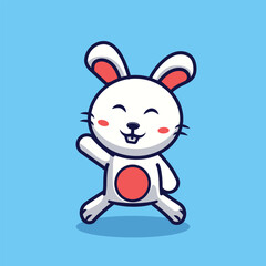 Cute Bunny Waving Vector Cartoon Illustration