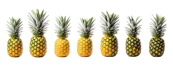 Fototapeta premium Collection Natural Fresh Pineapple Border On Transparent Background