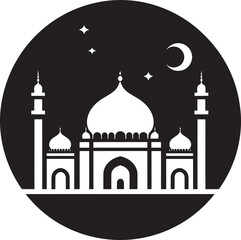 Heavenly Haven Emblematic Mosque Icon Minaret Majesty Mosque Logo Design