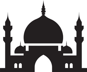 Heavenly Hues Emblematic Mosque Icon Faithful Foundations Mosque Logo Vector