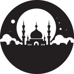 Sanctified Serenity Mosque Icon Vector Divine Dwelling Emblematic Mosque Icon