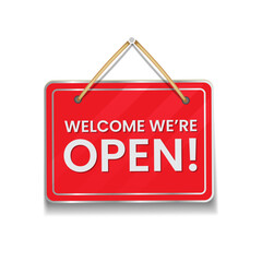  realistic Welcome we are open sign vector