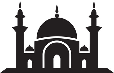 Celestial Columns Iconic Mosque Vector Tranquil Towers Emblematic Mosque Icon