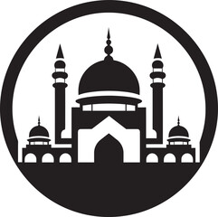 Minaret Majesty Mosque Emblematic Design Celestial Columns Iconic Mosque Vector