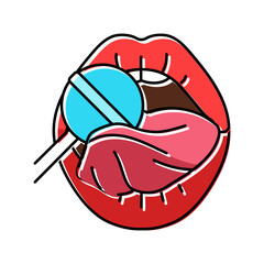 lollipop sexy mouth female color icon vector. lollipop sexy mouth female sign. isolated symbol illustration