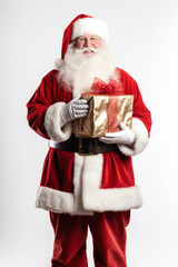 Santa Claus with a gift on a plain white background54
