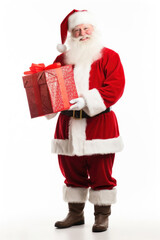 Santa Claus with a gift on a plain white background58