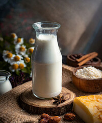 Milk and milk bottles poured