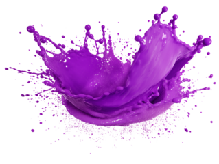 Purple paint splash isolated transparent, generative ai 