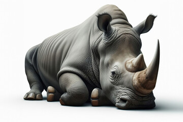 Obraz premium Rinoceronte africano gris aislado en fondo blanco