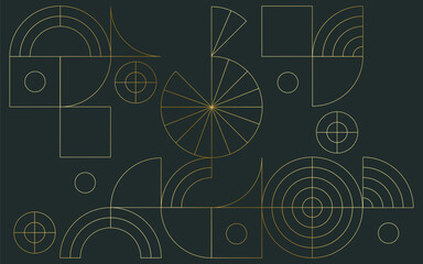 Luxury geometric gold line art and art deco background vector. Abstract geometric frame and elegant art nouveau with delicate. Illustration design for invitation, banner, vip, interior, decoration.