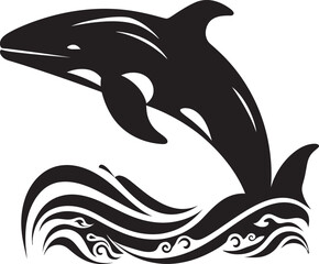 Marine Melody Whale Emblem Design Tranquil Tides Iconic Whale Vector
