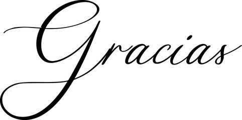 Elegant Gracias Calligraphy. Gracias black handwritten sign. Gracias black calligraphy. Gracias black script.