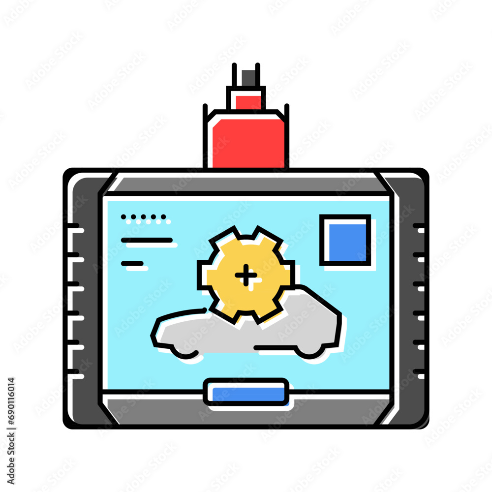 Poster diagnostic computer car mechanic color icon vector. diagnostic computer car mechanic sign. isolated symbol illustration