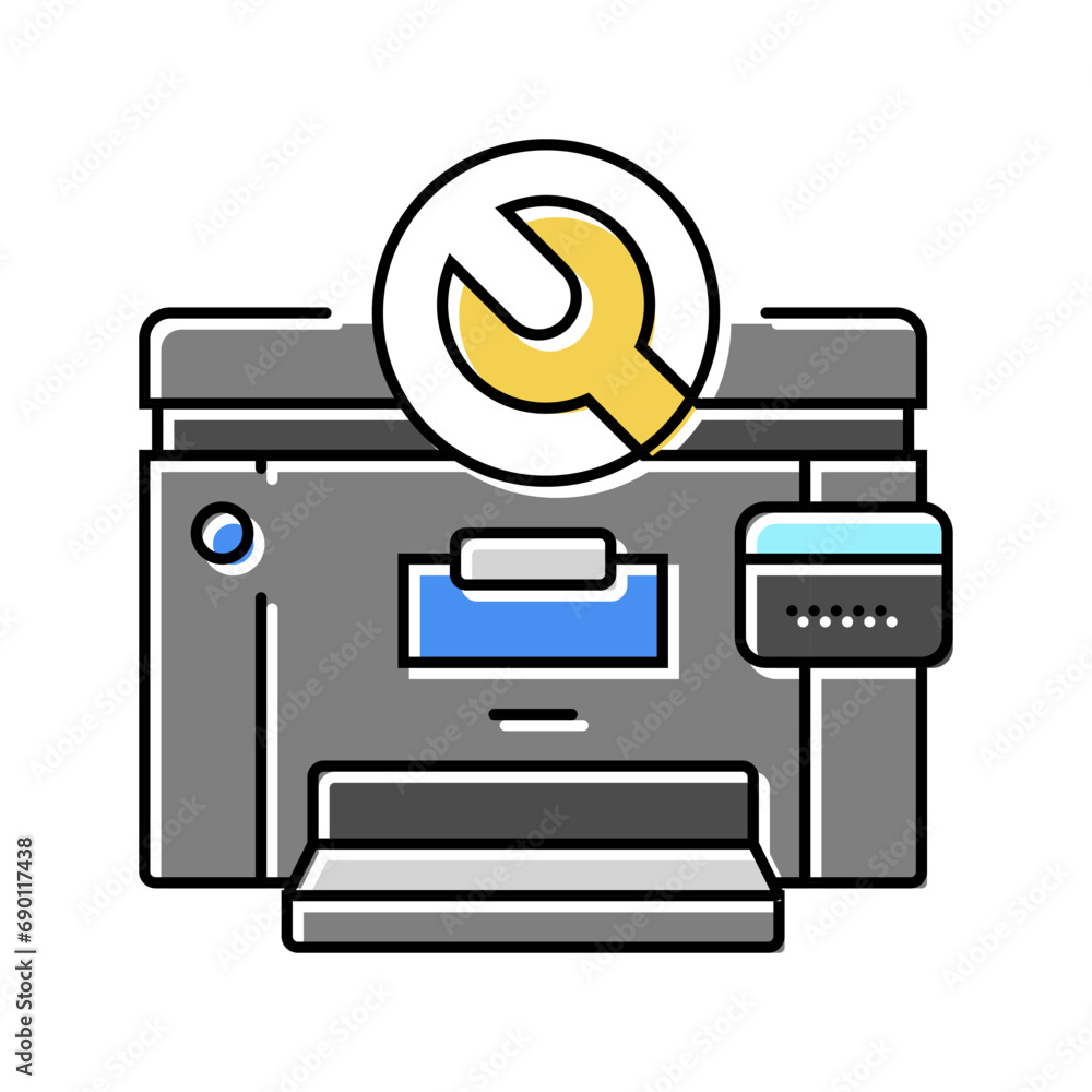 Poster printer fixing repair computer color icon vector. printer fixing repair computer sign. isolated symb