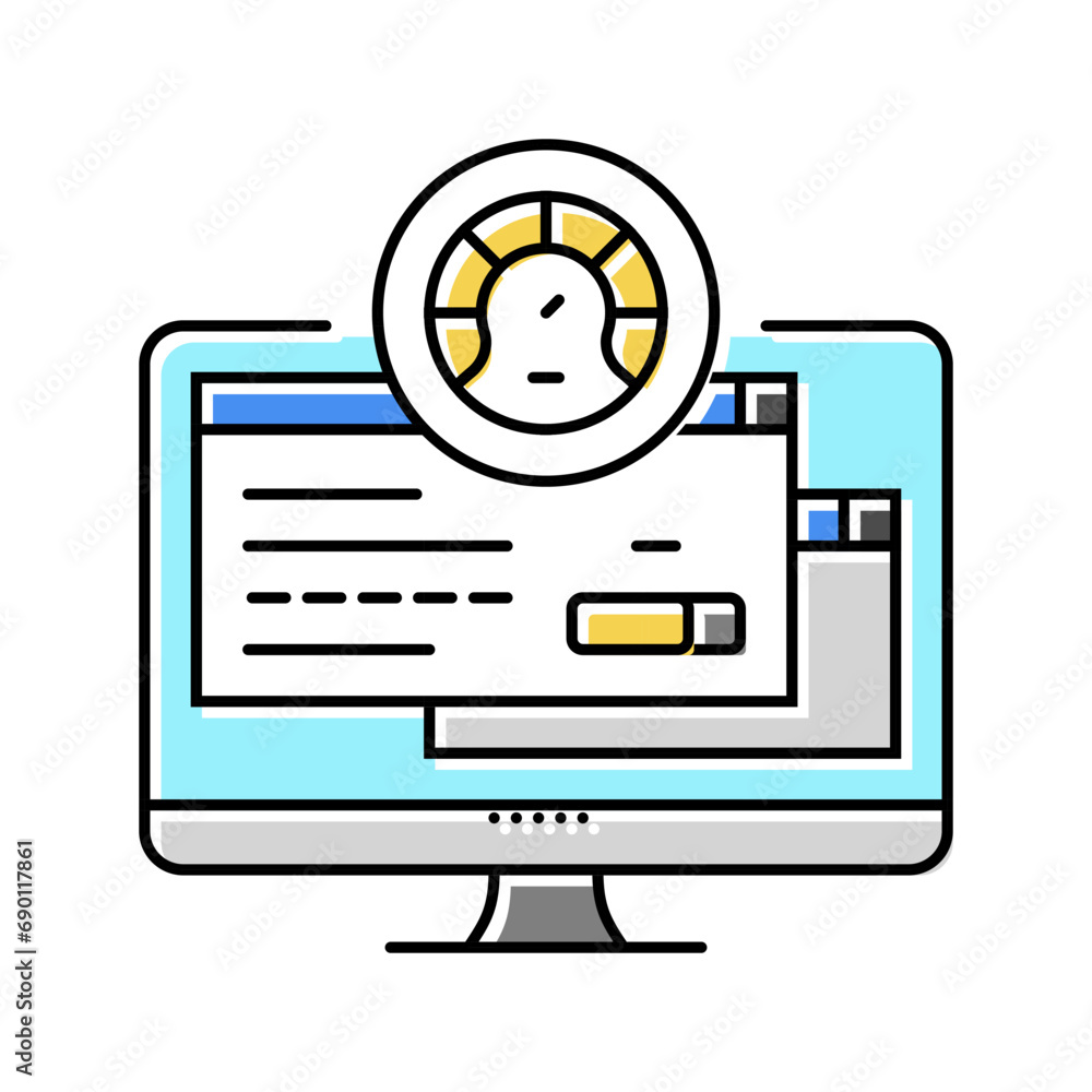 Poster pc optimization repair computer color icon vector. pc optimization repair computer sign. isolated sy