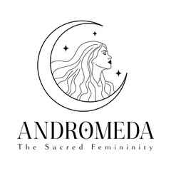 Andromeda with Text. Stellar Star Logo Concept. Constellation Logo.