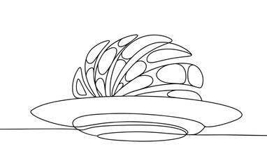 UFO. Techno. Stylized. Futurism. One line