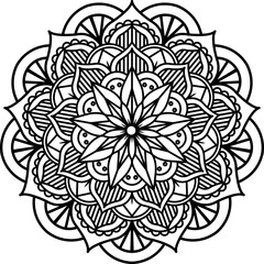 Mandala Coloring book Page design. Simple Mandala coloring design for beginners, seniors and children. Mehndi flower pattern for Henna drawing and tattoo. Decoration in ethnic oriental, Indian style.