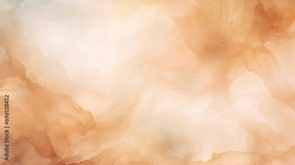 Poster an artistic abstract watercolor background with a harmonious blend of beige tones, creating a soft, 