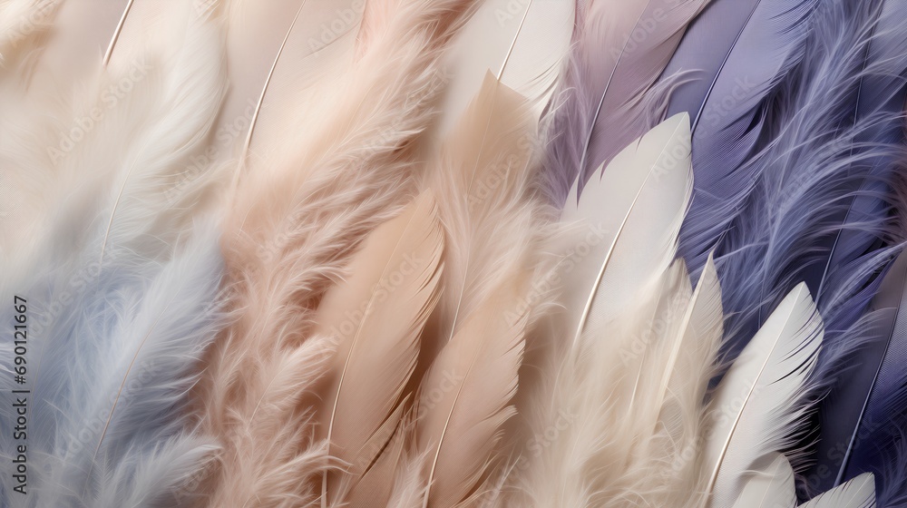 Poster an artistic photograph showcasing a delicate background of soft feathers arranged in a minimalistic 