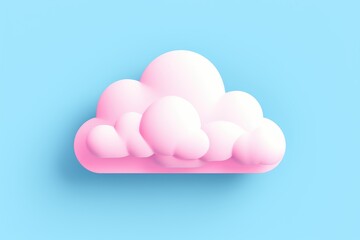 Simple pink cumulus cloud icon on blue background for weather forecast
