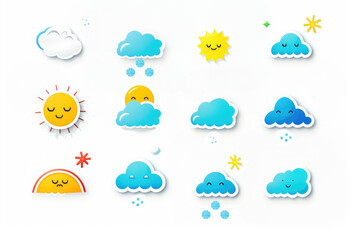 Set of simple symbols for weather forecast on a white background. Simple icon for weather symbols: cloudy, clear and rain
