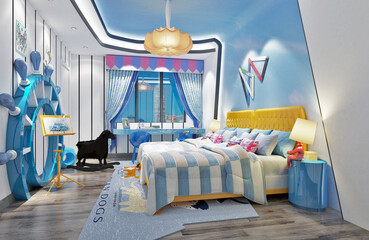 3d render. Child bedroom interior scene. © esin