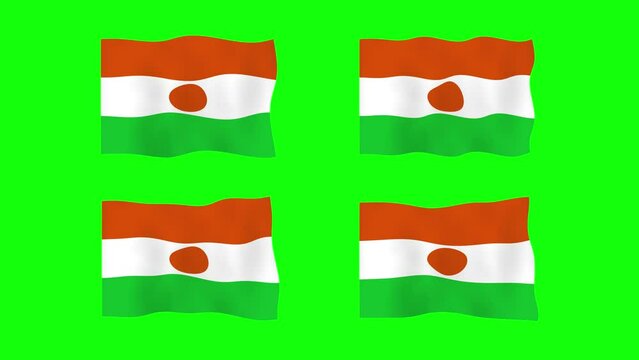 Niger Waving Flag 2D Animation on Green Screen Background. Looping seamless animation. Motion Graphic