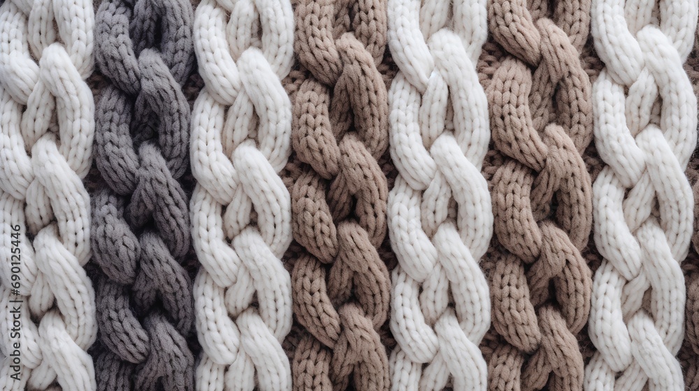 Poster a highresolution image showcasing a beautifully knitted background with a pattern in soothing neutra