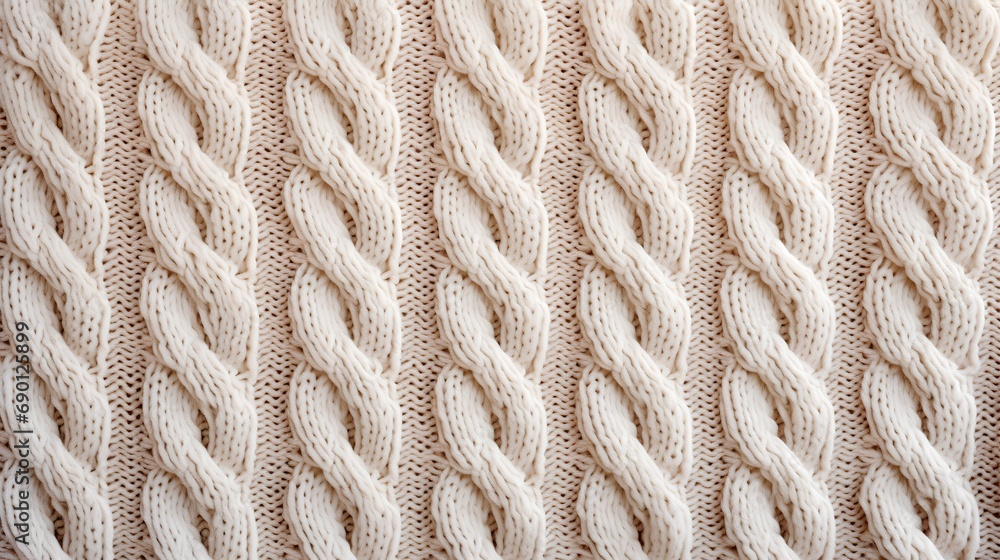 Poster a highresolution image showcasing a beautifully knitted background with a pattern in soothing beige 