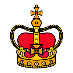 color vector icon of the crown of the Queen of England isolated on a white background