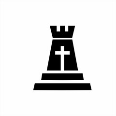 Church logo design with castle and rook chess concept.