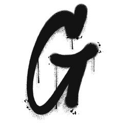 Vector graffiti spray paint alphabet G in isolated background
