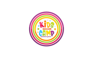 Illustration vector graphic of kids summer camp colour full logo design template