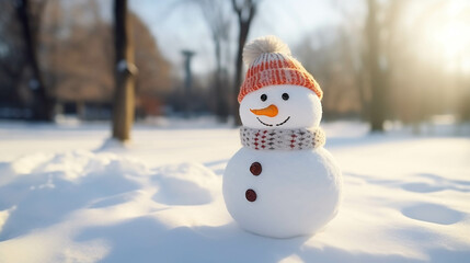 Snowman in winter and Christmas festival.