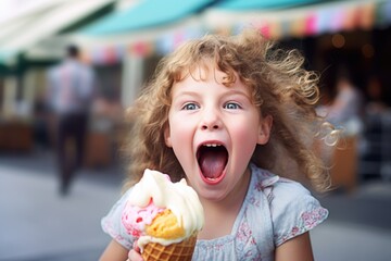 surprised expression as ice cream cone topples