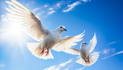 Freedom and believe mindset concepts with white dove flying in sky.motivation and inspiration.hope and positive thinking idea - obrazy, fototapety, plakaty